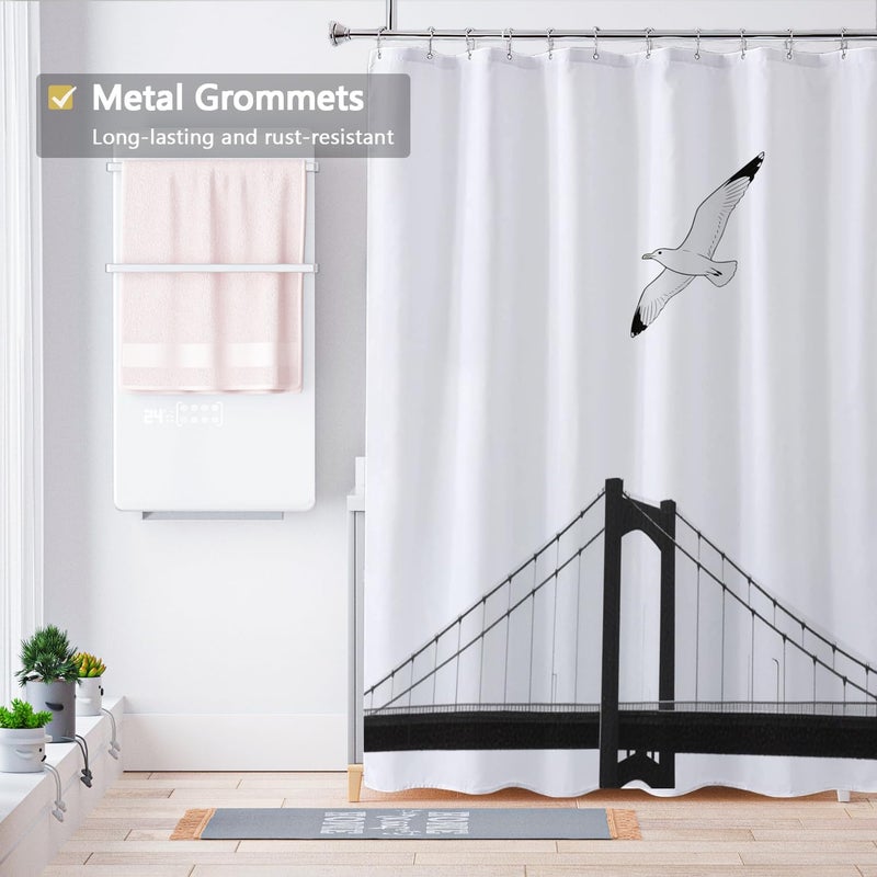 LLSCL Fabric Shower Curtain Liner with Magnets, Waterproof Hotel Quality, 72 x 72 Machine Washable - Image 2